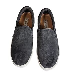 Steve Madden Womens Sz 7.5 Gills Gray Suede Platform Slip On Sneakers